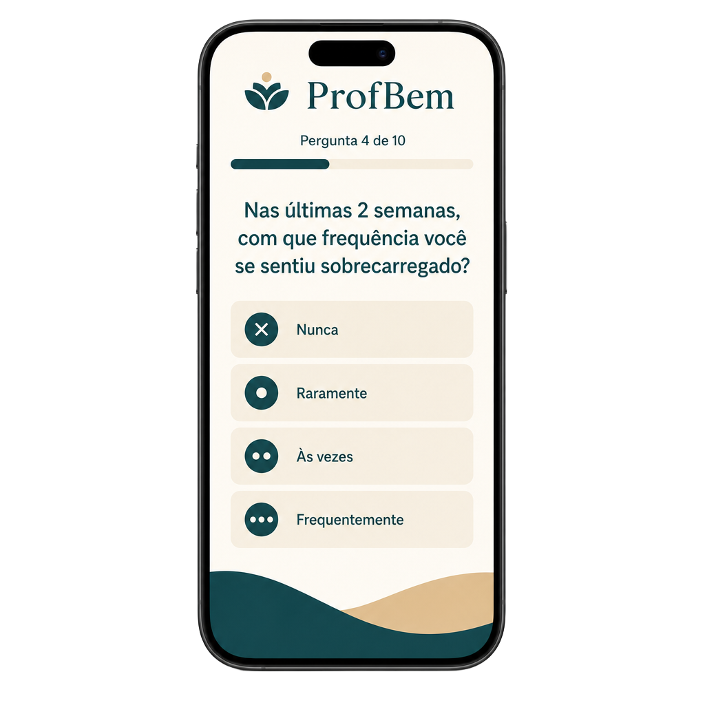 Tela do questionário ProfBem no celular